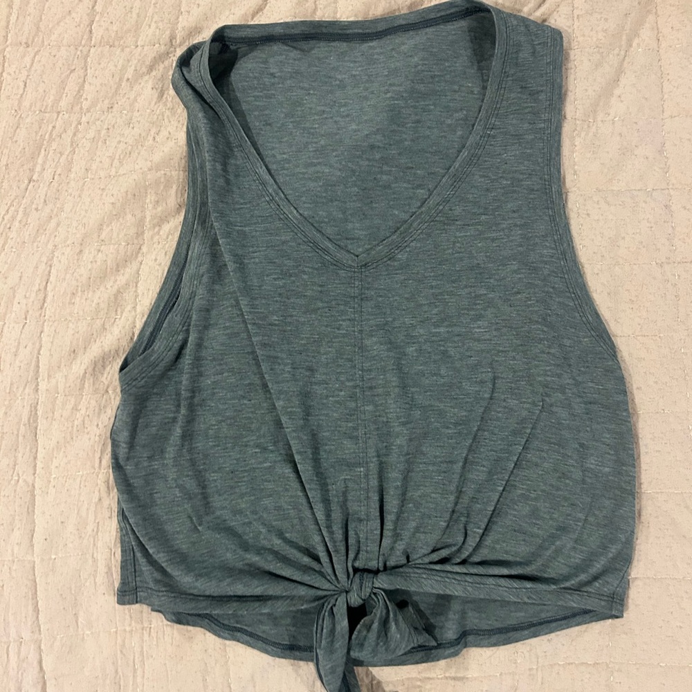Lululemon Athletica Green Sleeveless Tie-Front Crop Tank